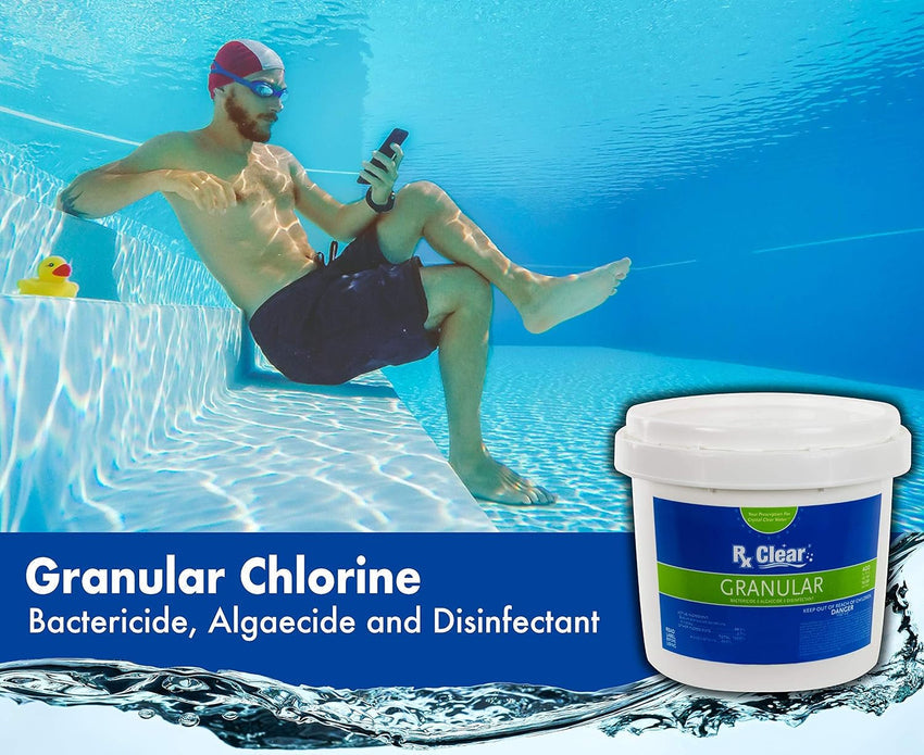 Clear Stabilized Granular Chlorine | One 50-Pound Bucket | Use As Bactericide. Algaecide. and Disinfectant in Swimming Pools and Spas | Fast Dissolving and UV Protected