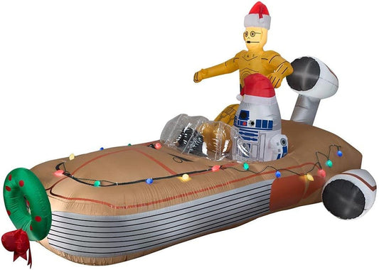 11 Inflatable Christmas Disney Star Wars C-3PO and R2-D2 Land Speeder Scene Yard Decor 37064