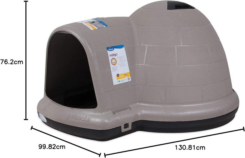 Petmate Indigo Dog House (Igloo Dog House. Made in USA with 90% Recycled Materials. All-Weather Protection Pet Shelter) for XL Dogs -90 to 125 pounds. Made in USA