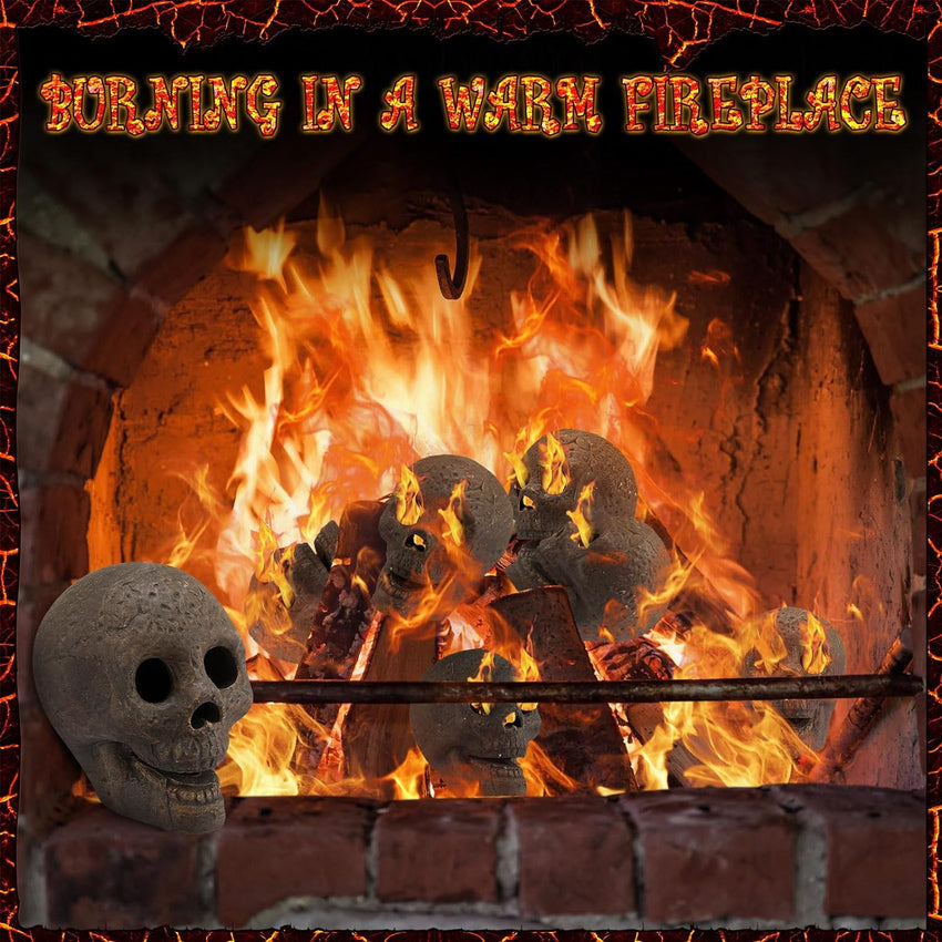 48-Pack Fire Pit Skulls. Halloween Skull Stone Decorations