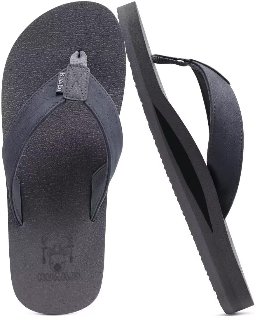 Mens Leather Flip Flops Arch Support