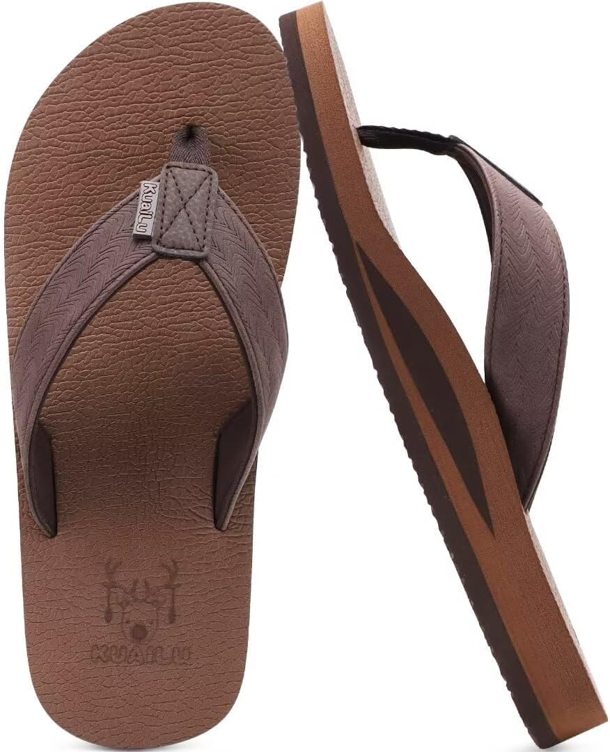 Mens Leather Flip Flops Arch Support