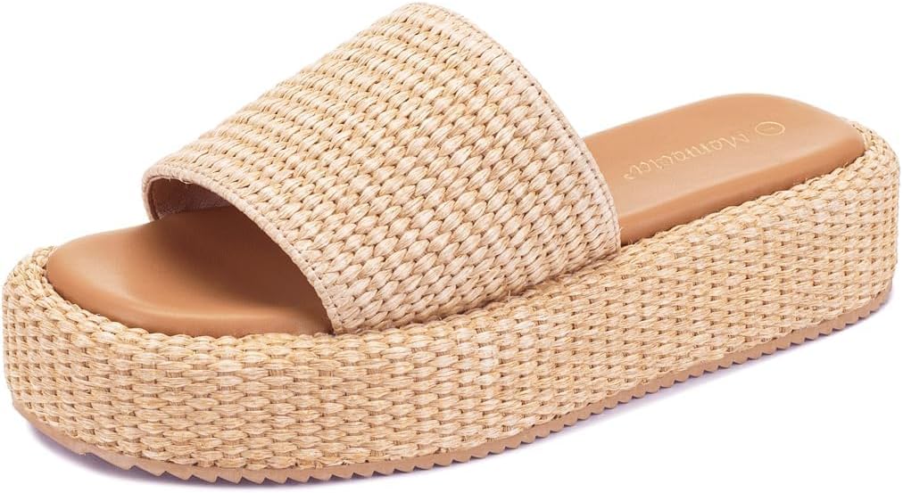Platform Sandals Women Raffia Wicker Espadrilles