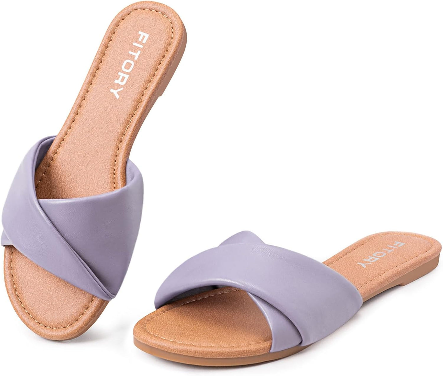 Women's Flat Sandals Fashion Slides With Soft Leather Slippers