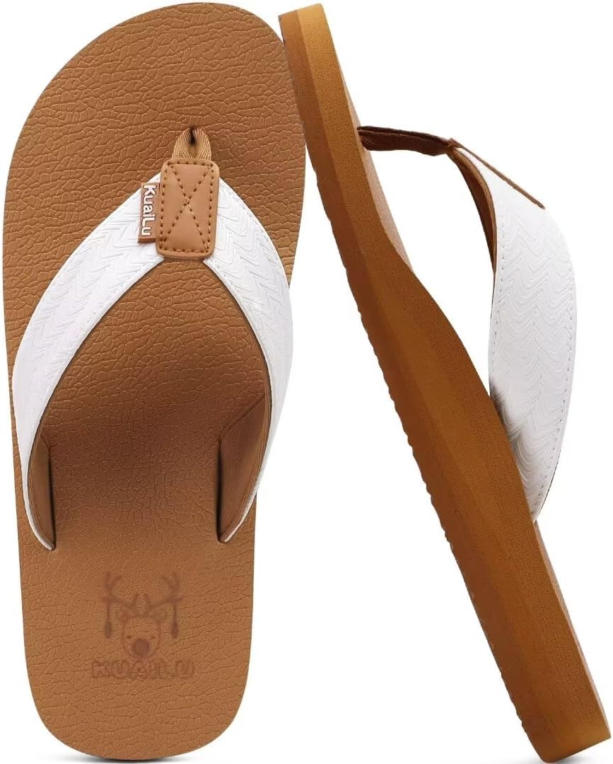Mens Leather Flip Flops Arch Support