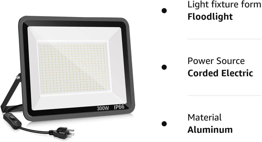 3 Pack 200W LED Flood Light.Super Bright Exterior Security Lights With Plug.IP66 Waterproof Outdoor Flood Light. 22800lm 5000K Daylight White Floodlight for Yard. Garden.Basketball Court. Arena
