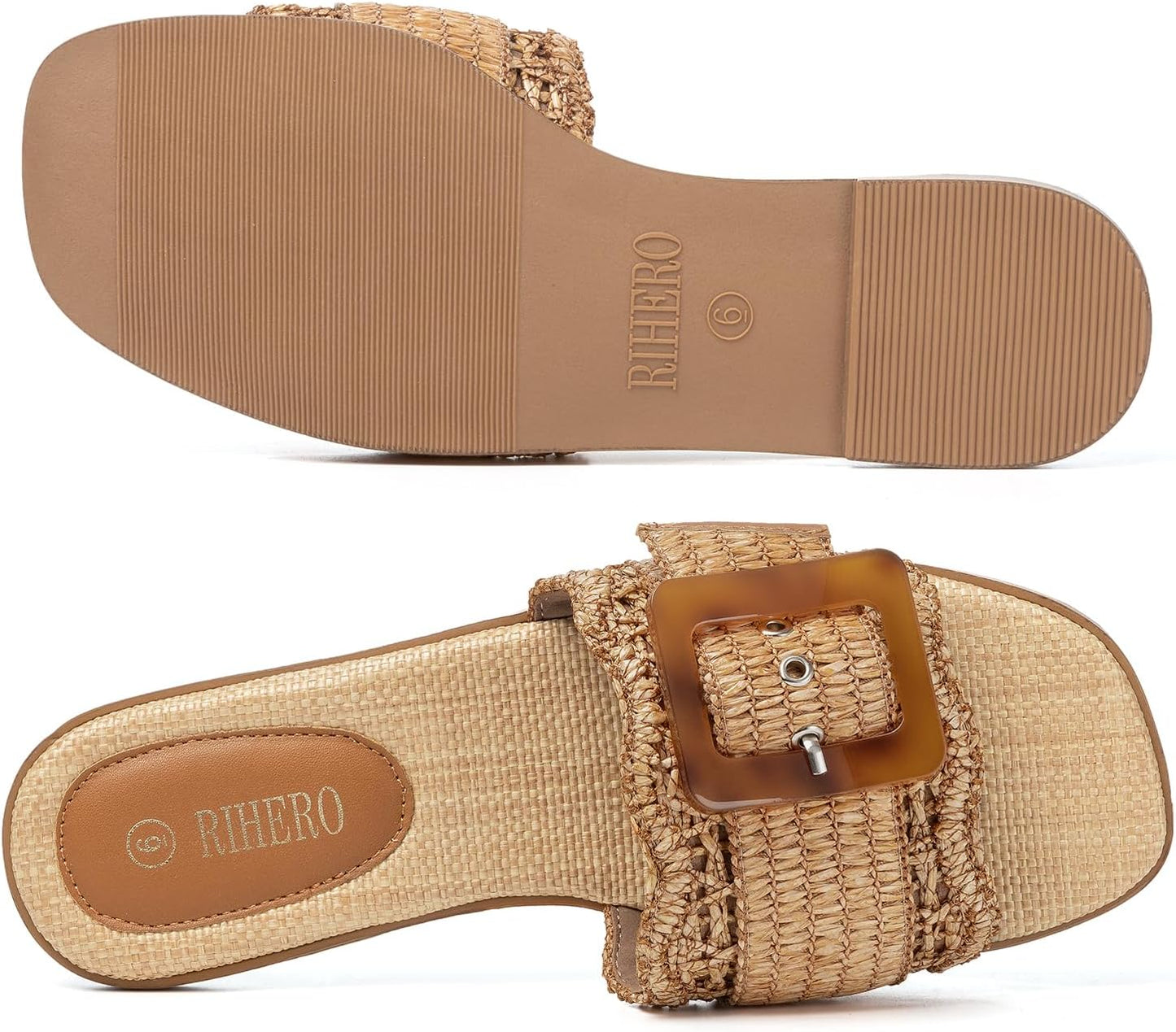 Women's Flat Sandals Raffia Slip
