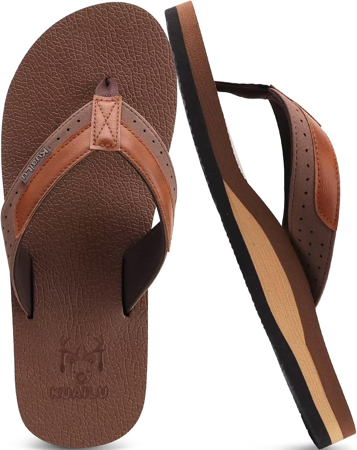 Mens Leather Flip Flops Arch Support