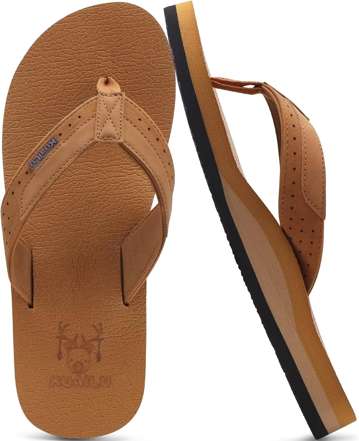 Mens Leather Flip Flops Arch Support
