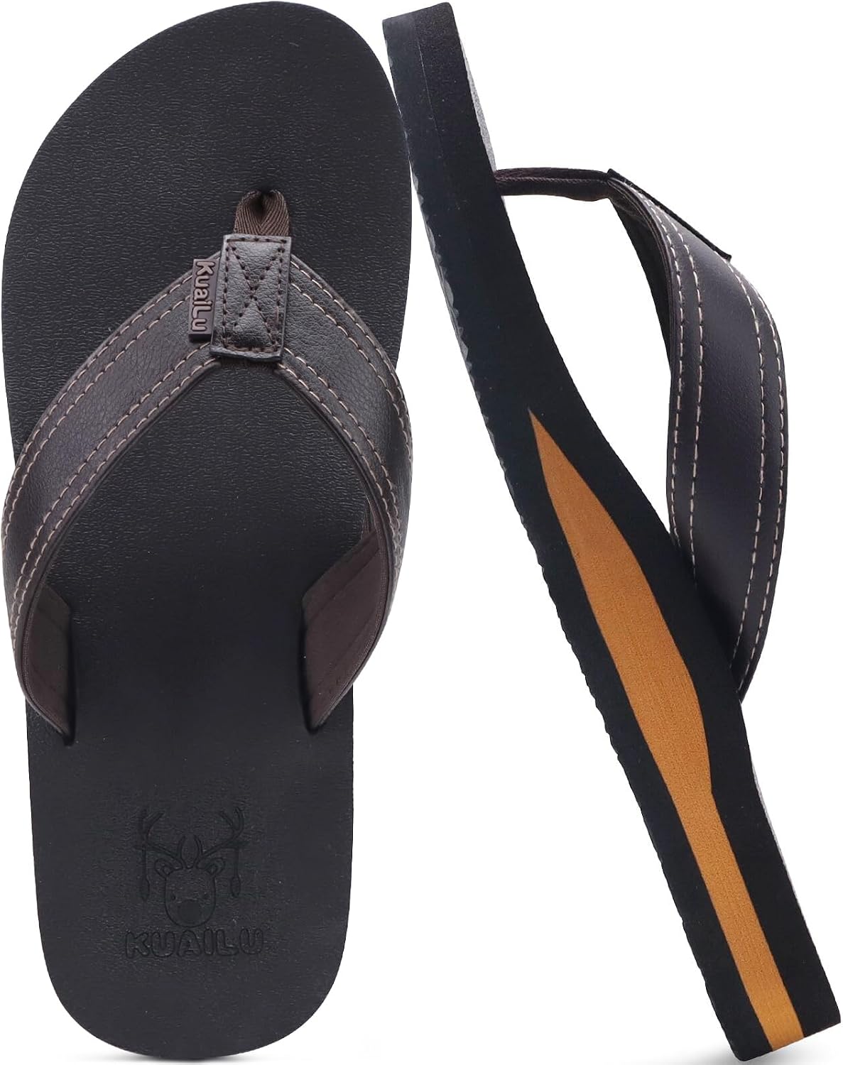 Mens Leather Flip Flops Arch Support