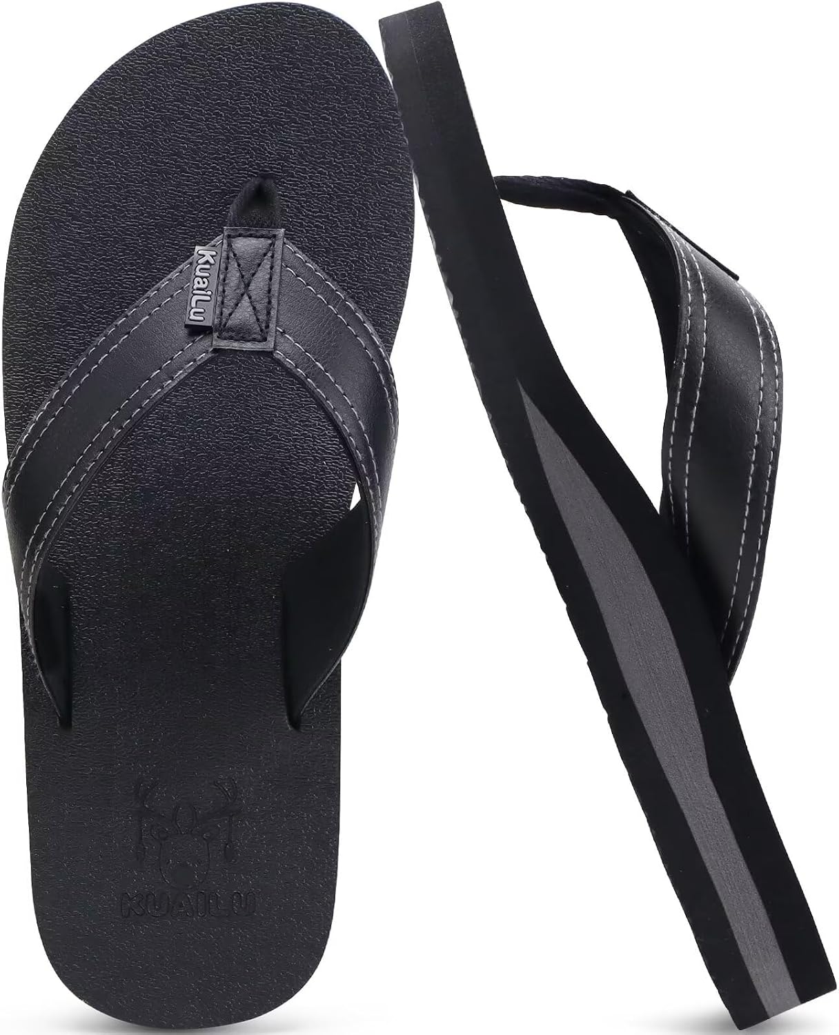 Mens Leather Flip Flops Arch Support
