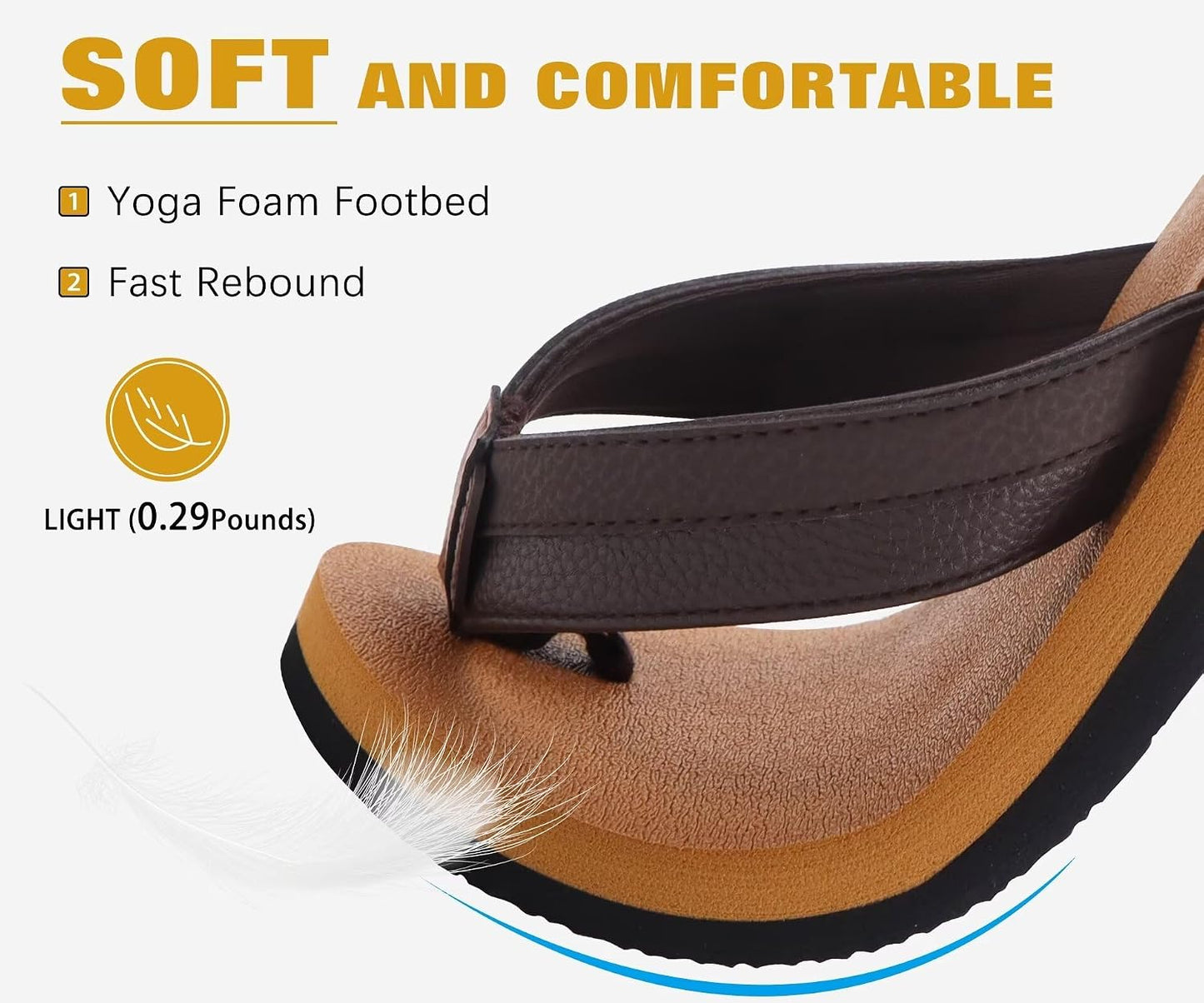 Mens Leather Flip Flops Arch Support