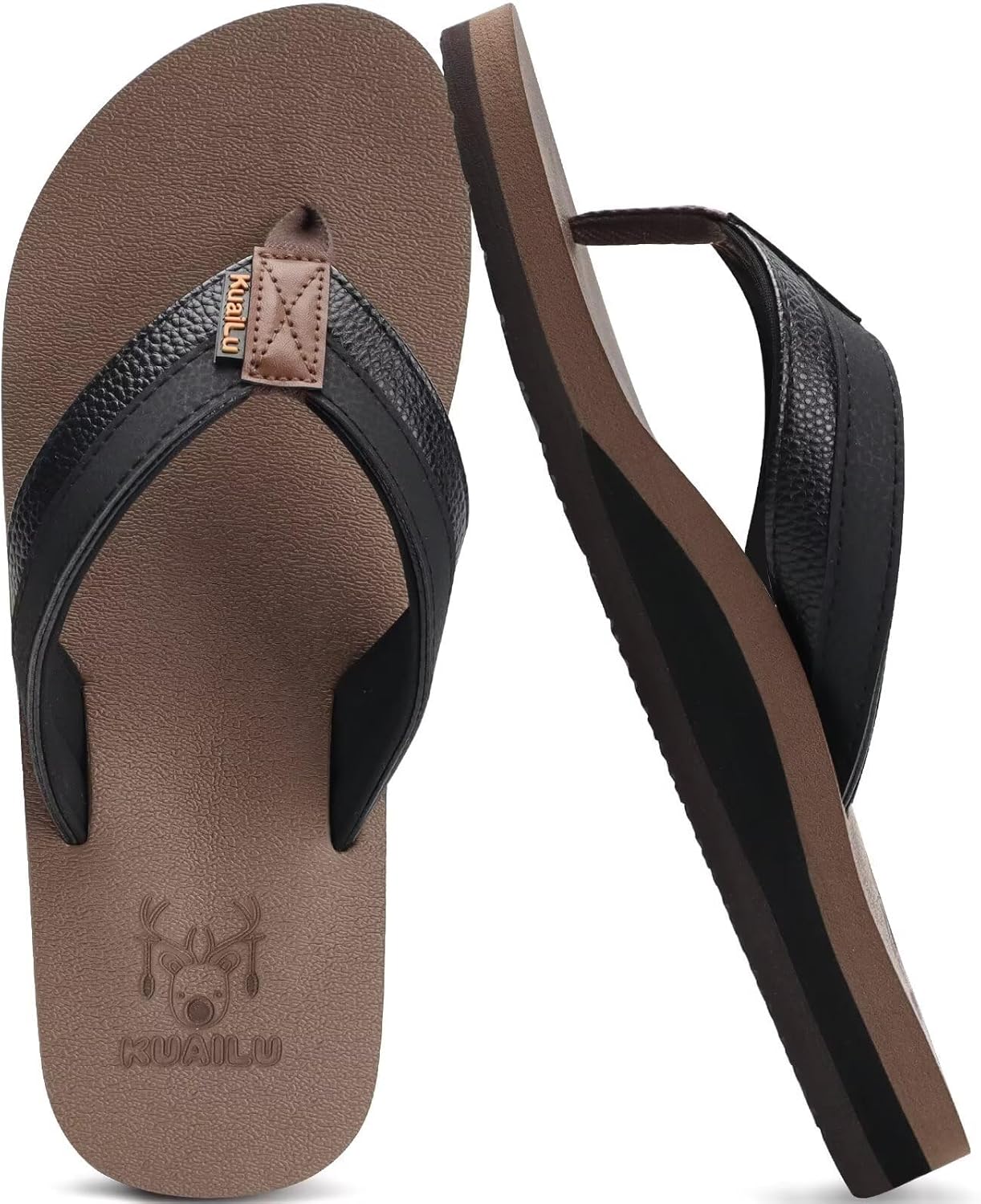 Mens Leather Flip Flops Arch Support