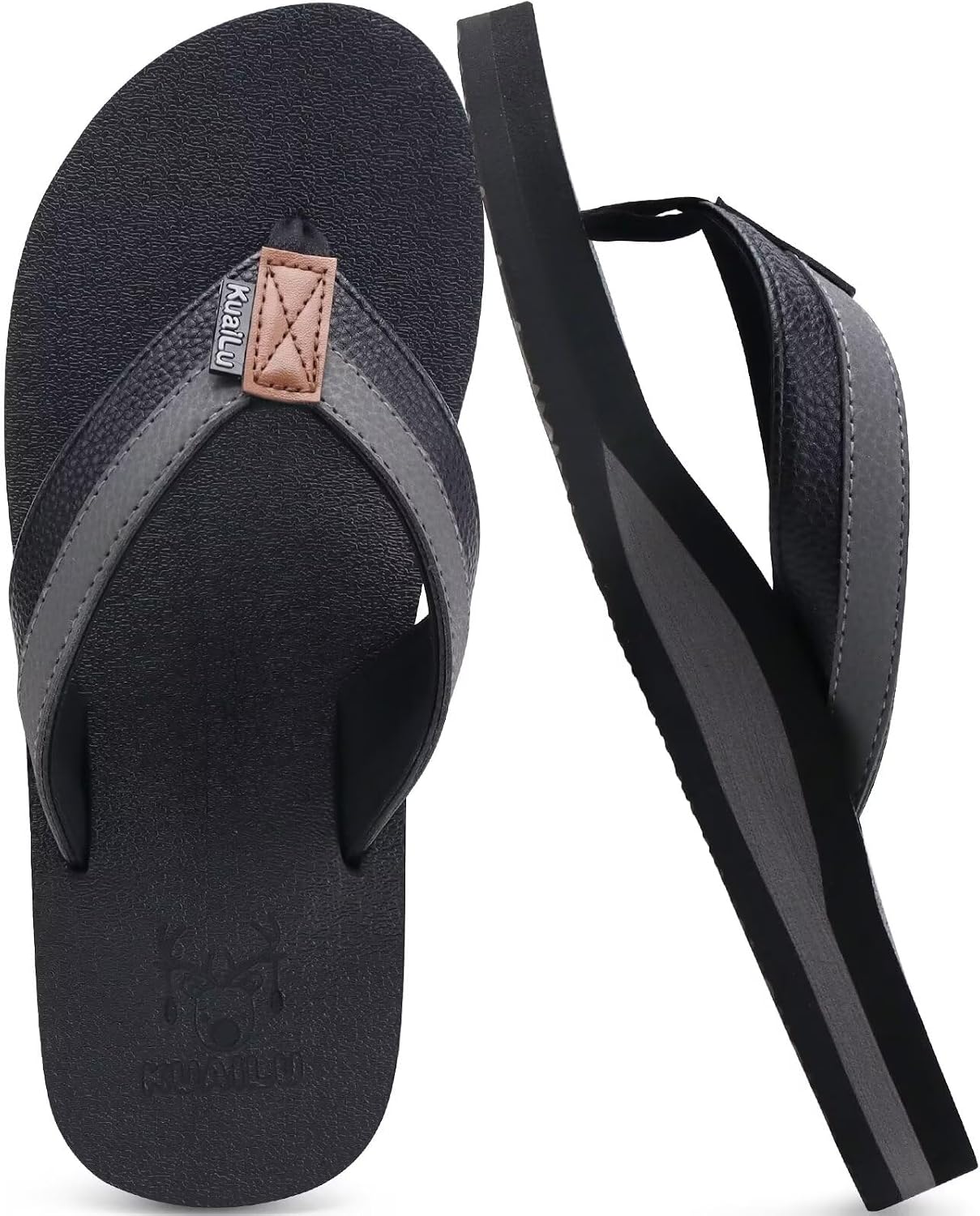 Mens Leather Flip Flops Arch Support