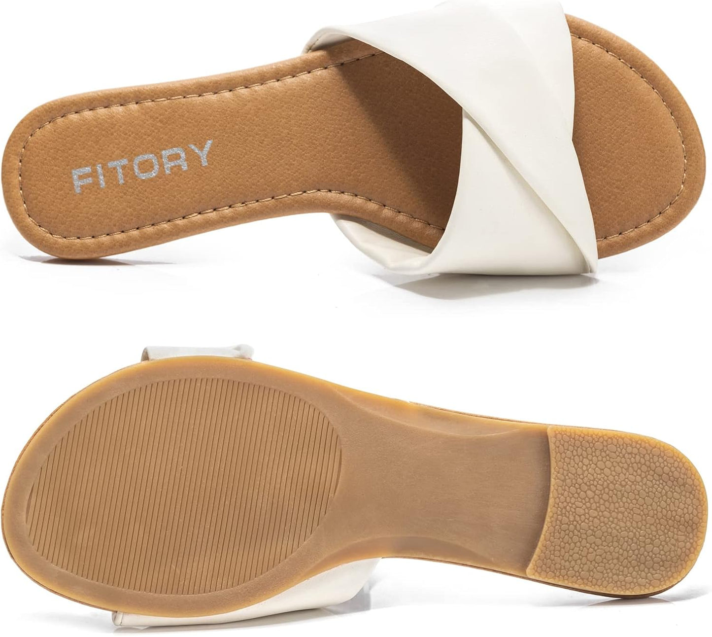Women's Flat Sandals Fashion Slides With Soft Leather Slippers