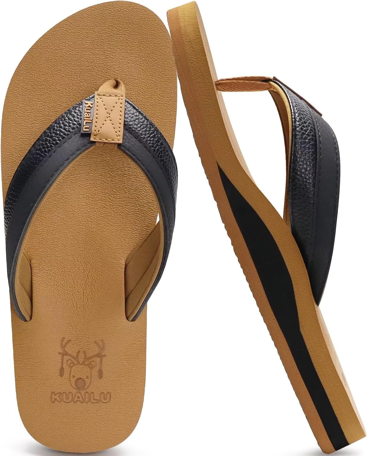 Mens Leather Flip Flops Arch Support