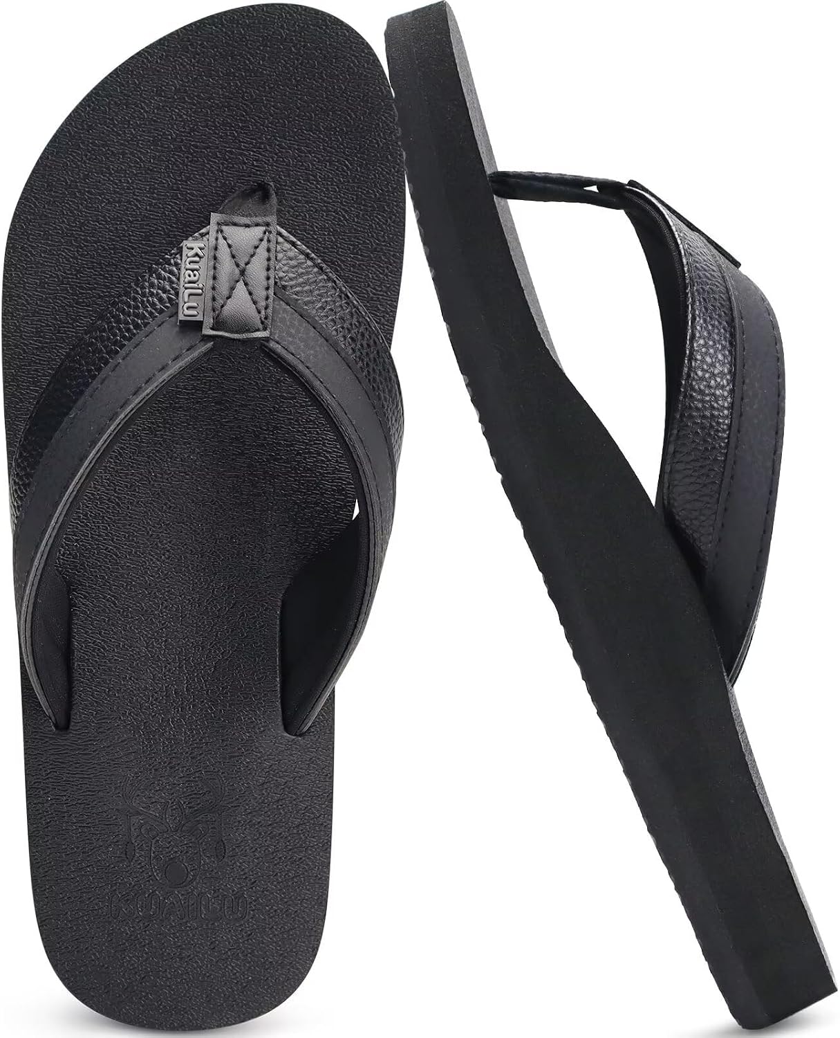 Mens Leather Flip Flops Arch Support