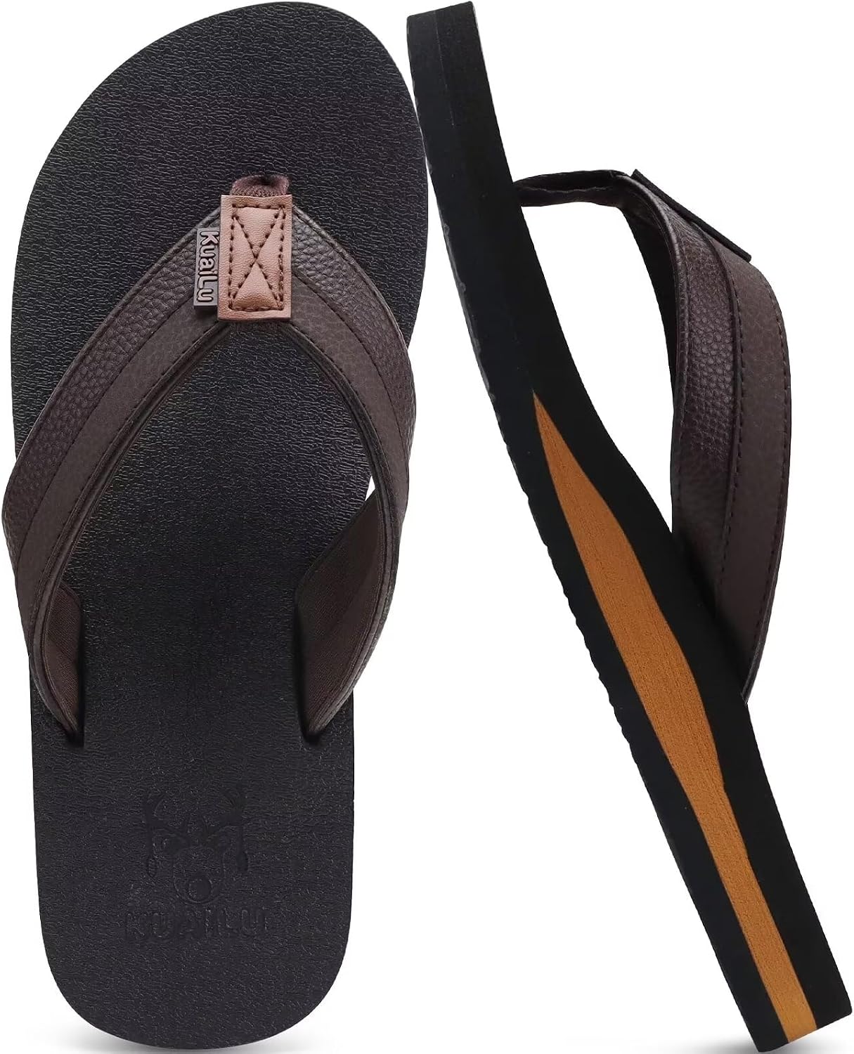 Mens Leather Flip Flops Arch Support