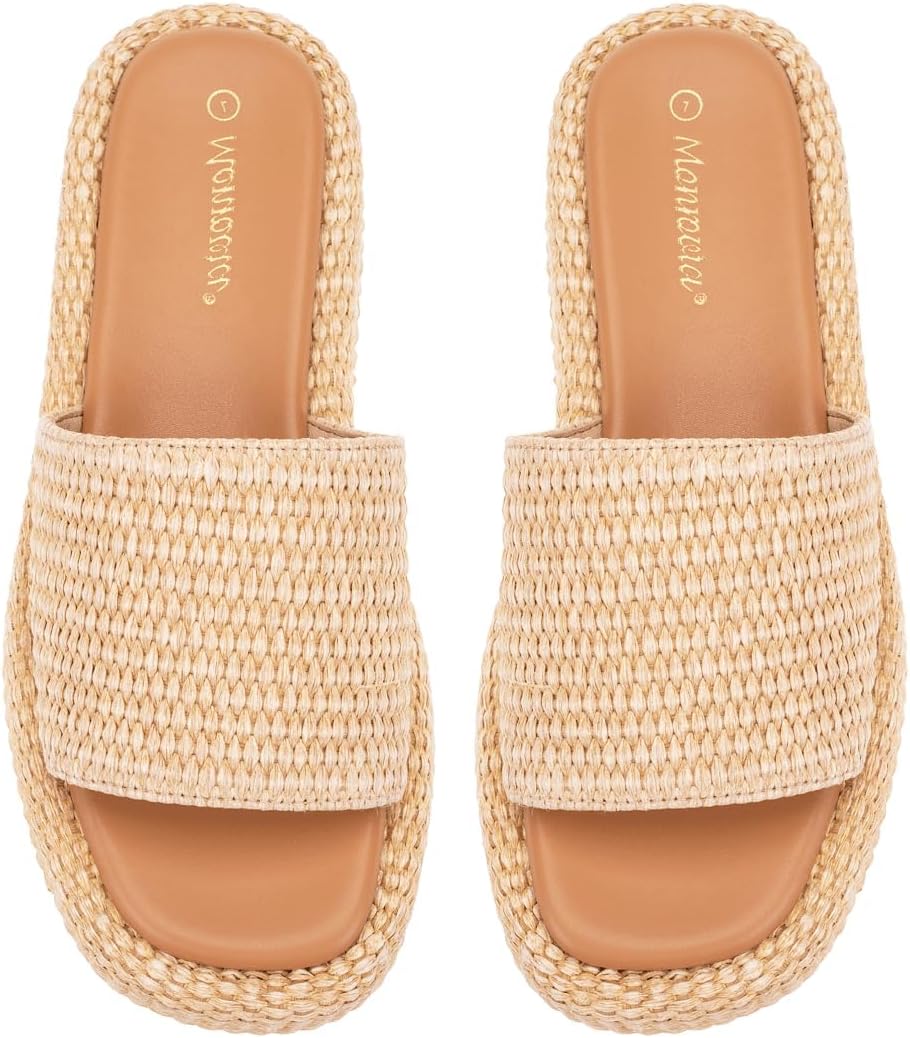 Platform Sandals Women Raffia Wicker Espadrilles