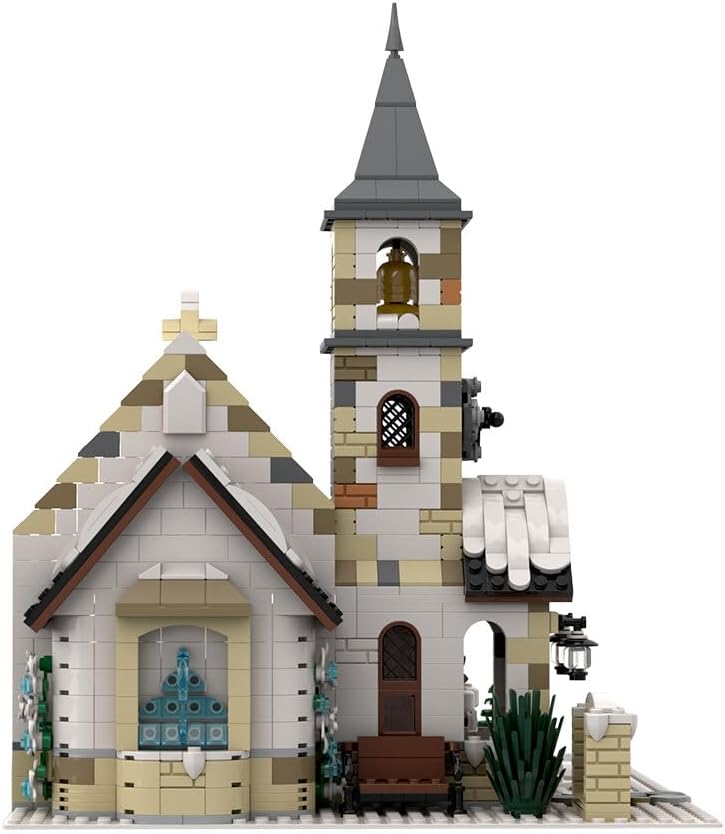 Christmas Country Church Building Kit. MOC-147549 Winter Modular Building Blocks Christmas House Building Block Building Toy (1769 Pieces)