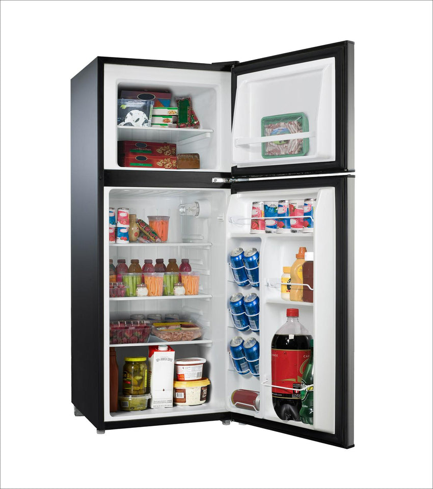 Galanz 4.6. Cu ft Two Door Mini Refrigerator with Freezer. Stainless Steel