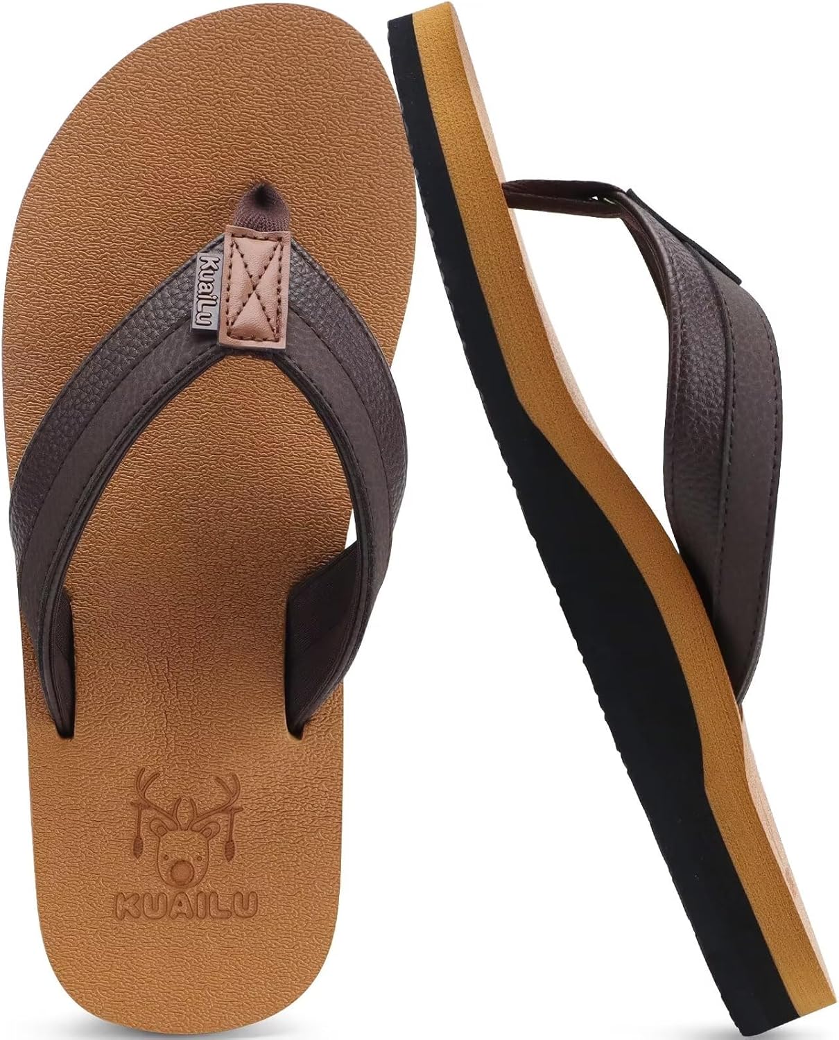Mens Leather Flip Flops Arch Support