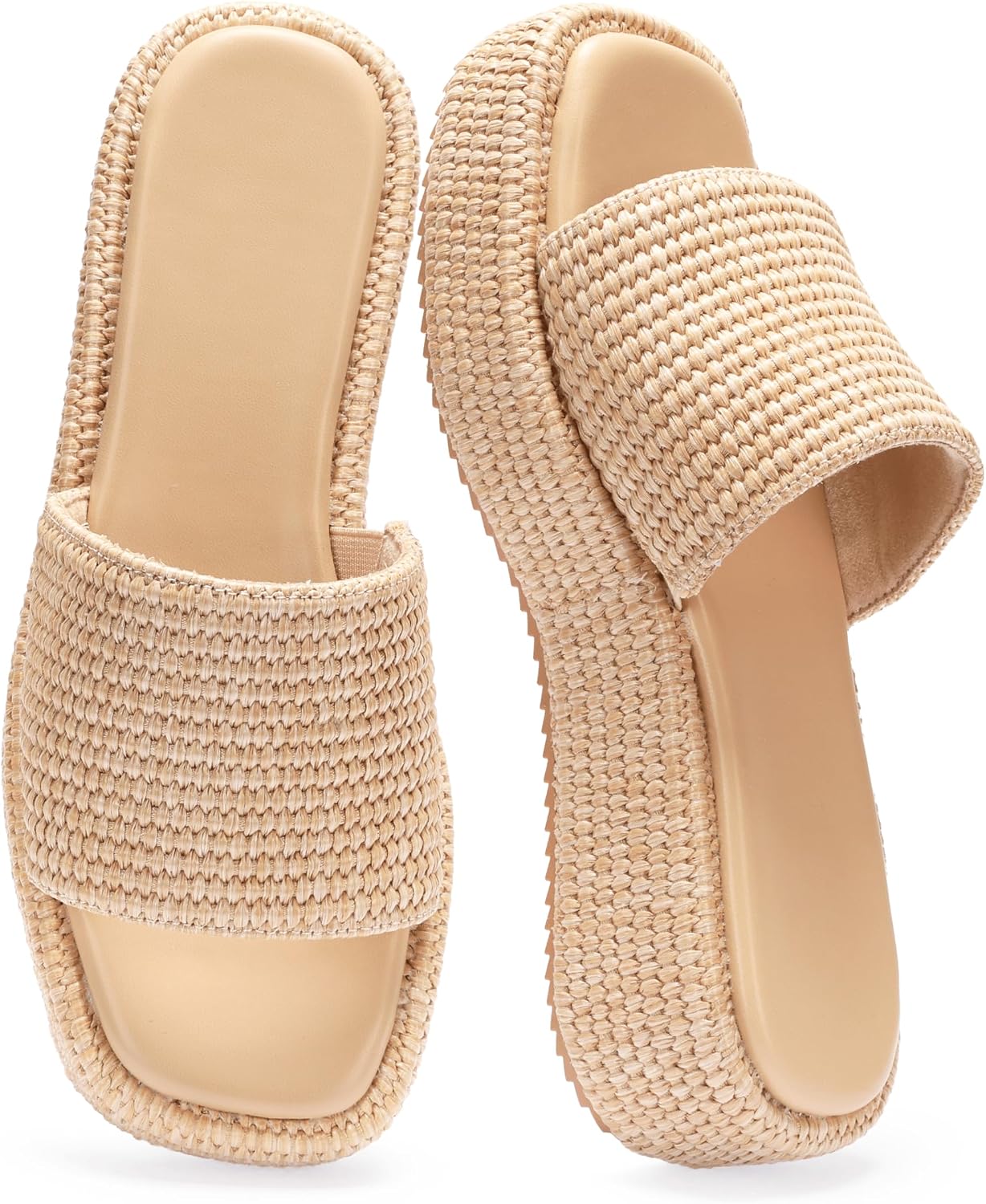 Platform Sandals Women Raffia Wicker Espadrilles