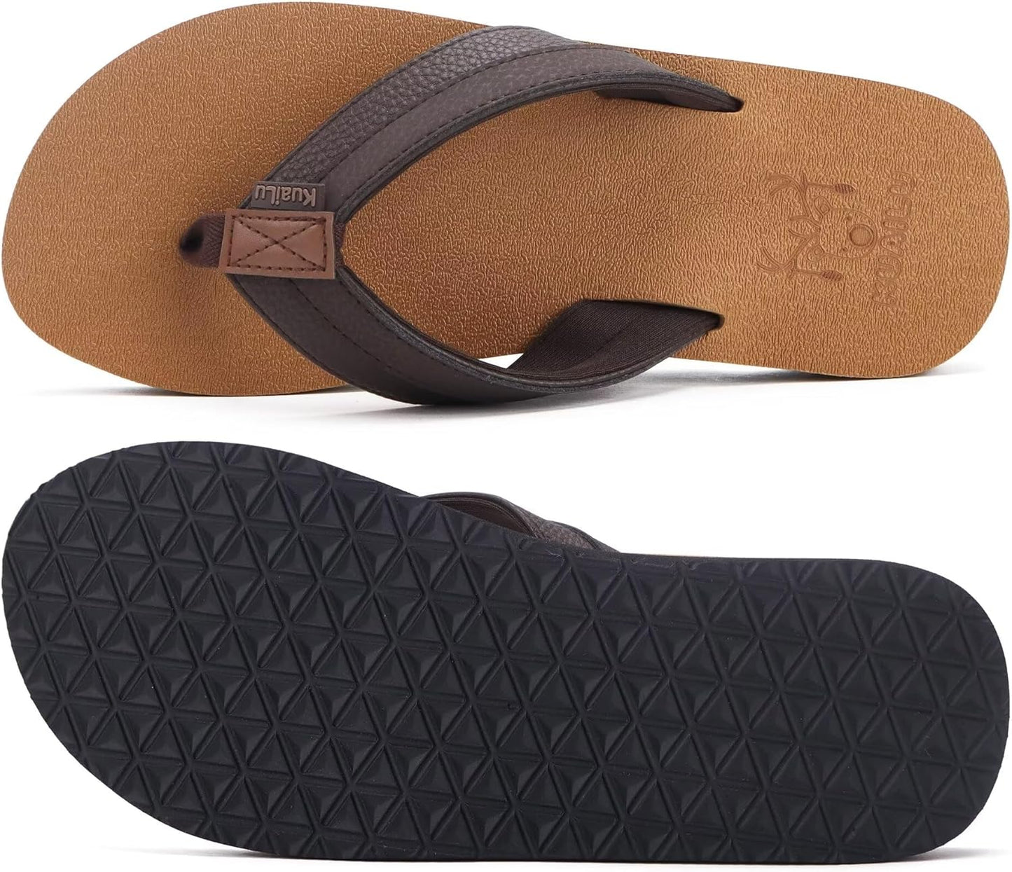 Mens Leather Flip Flops Arch Support