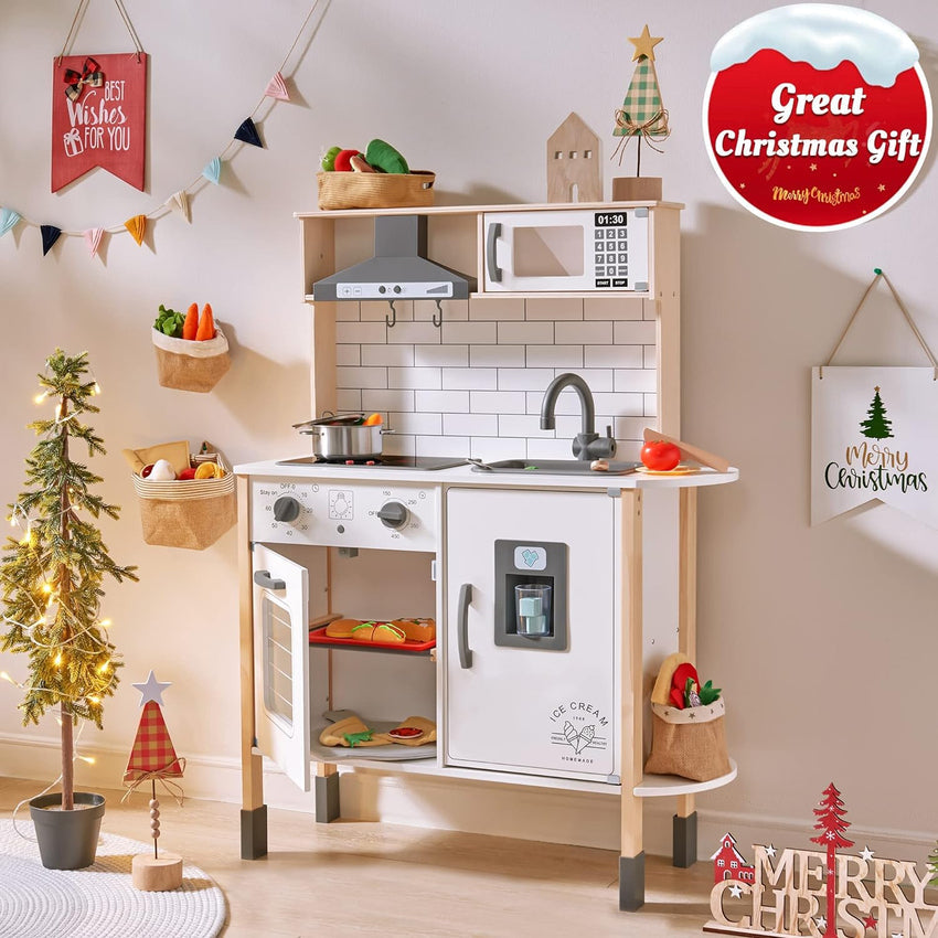 Children's small land play kitchen. wooden children's play kitchen toy set