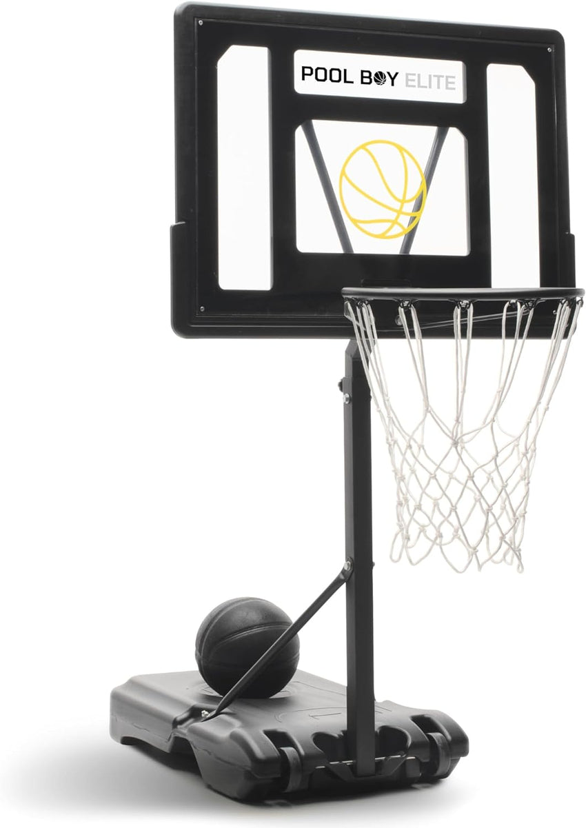 All-In-One Pool Basketball Hoop - Includes Composite Basketball. Air Pump. & Tools - Matte Black Heavy Duty Set - Adjustable Poolside Basketball Goal - Made for Kids. Teens. & Adults