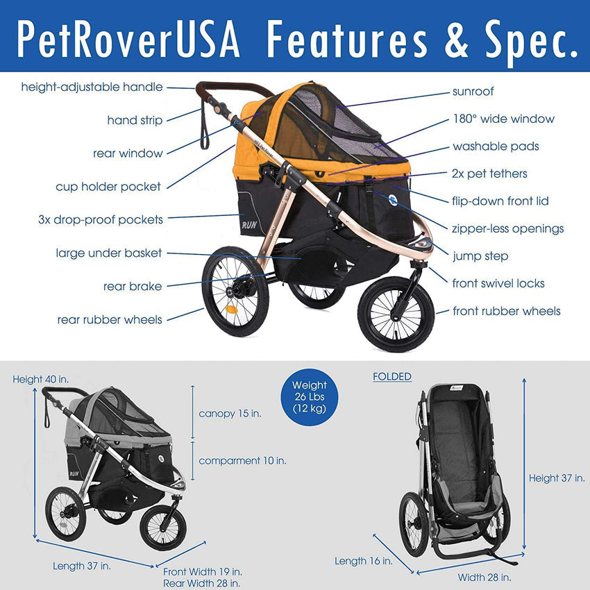 Jogging Sports Stroller with Comfort Rubber Wheels/Zipper-Less Entry/1-Hand Quick Fold/Aluminum Frame for Small/Medium Dogs. Cats and Pets (Green Camo)